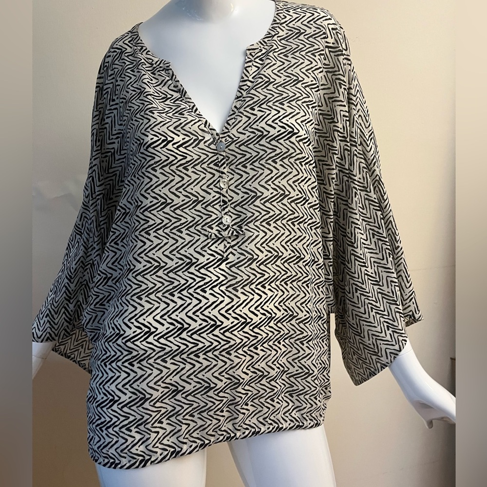 Sanctuary Black and White Boxy Tunic Blouse